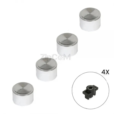 Комплект ручек (4шт) варочной поверхности с хромированной каймой. Белые. Универсальные